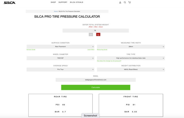 Rene Herse Tire Pressure Calculator